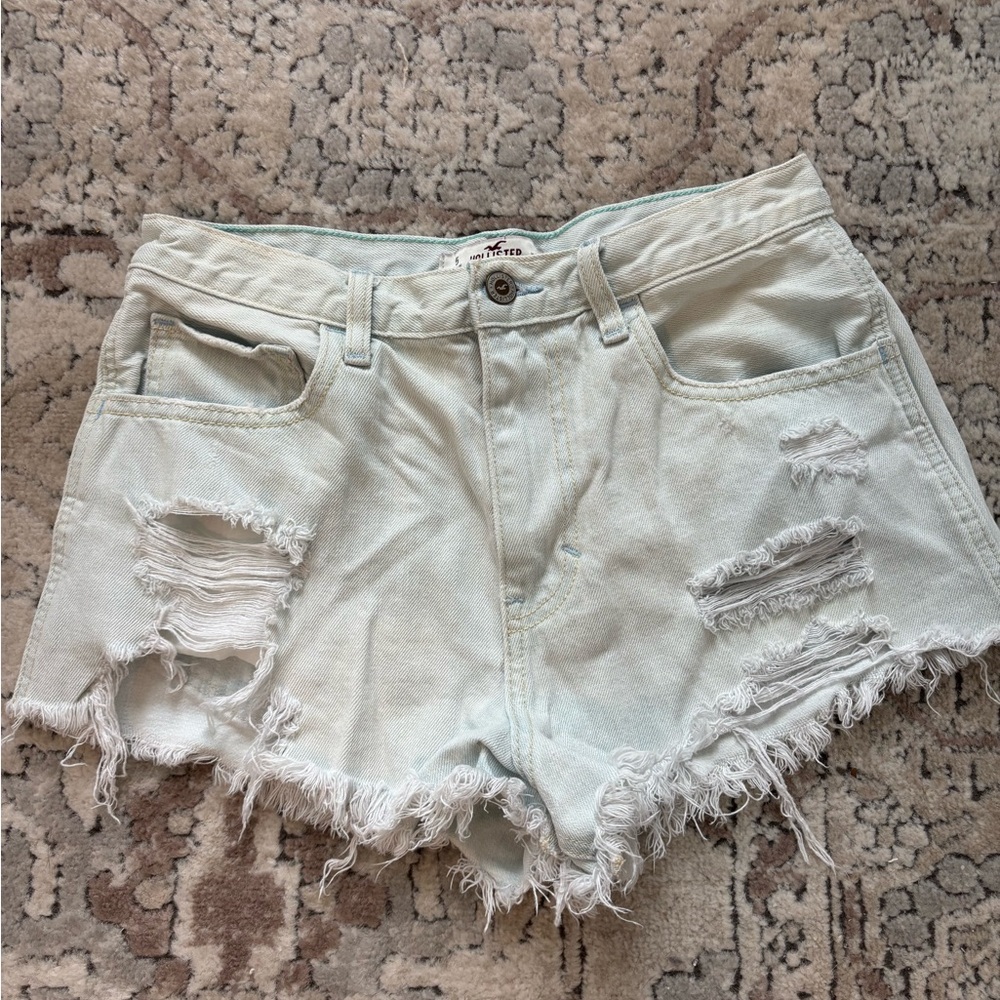 Hollister Light Blue Distressed Jean Shorts